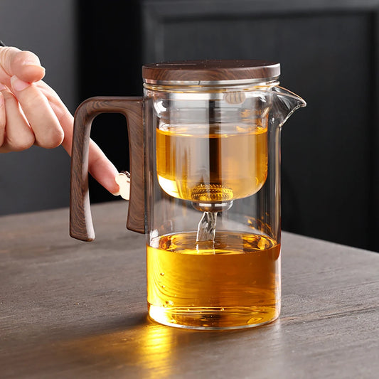 One Click Magnetic Switch Heat Resistant Glass Teapot with Stainless Steel Tea Strainer Infuser Flower Kettle KungFu Teaware Set