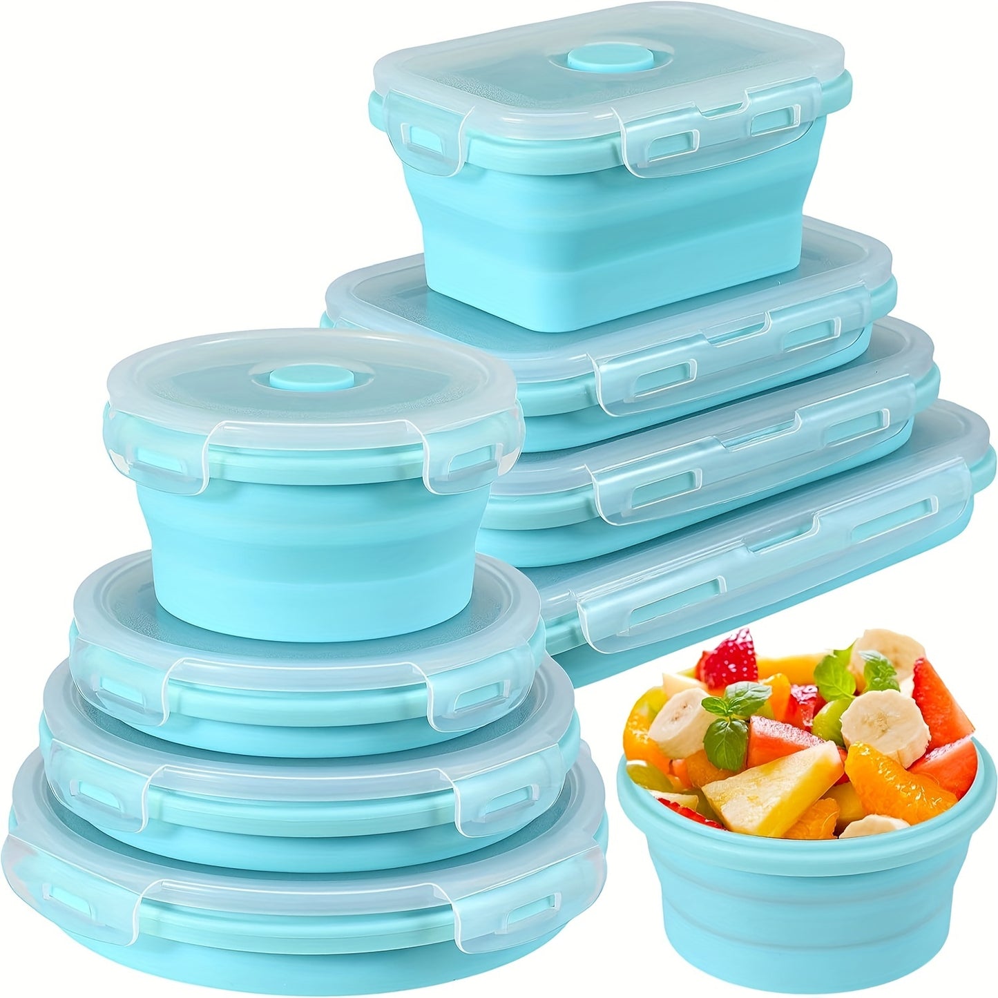 8pcs Set Foldable Food Storage Containers, Lunch Box with Cover, Microwavable And Dishwasher, for Back to School, Class, College, School Supplies, Kitchen Organizers And Storage, Kitchen Accessories