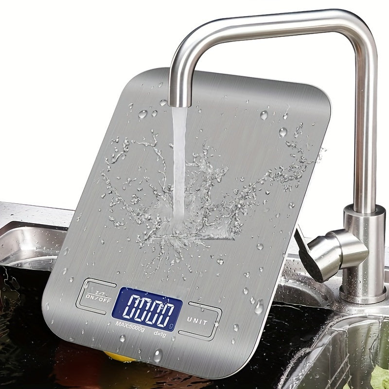 1pc 11.02LB Multifunction Electric Digital Kitchen Food Scale Display, High Precise Waterproff Measuring Scale With Stainless Steel Surface For Weight Loss, Baking, Cooking, Keto And Meal Prep