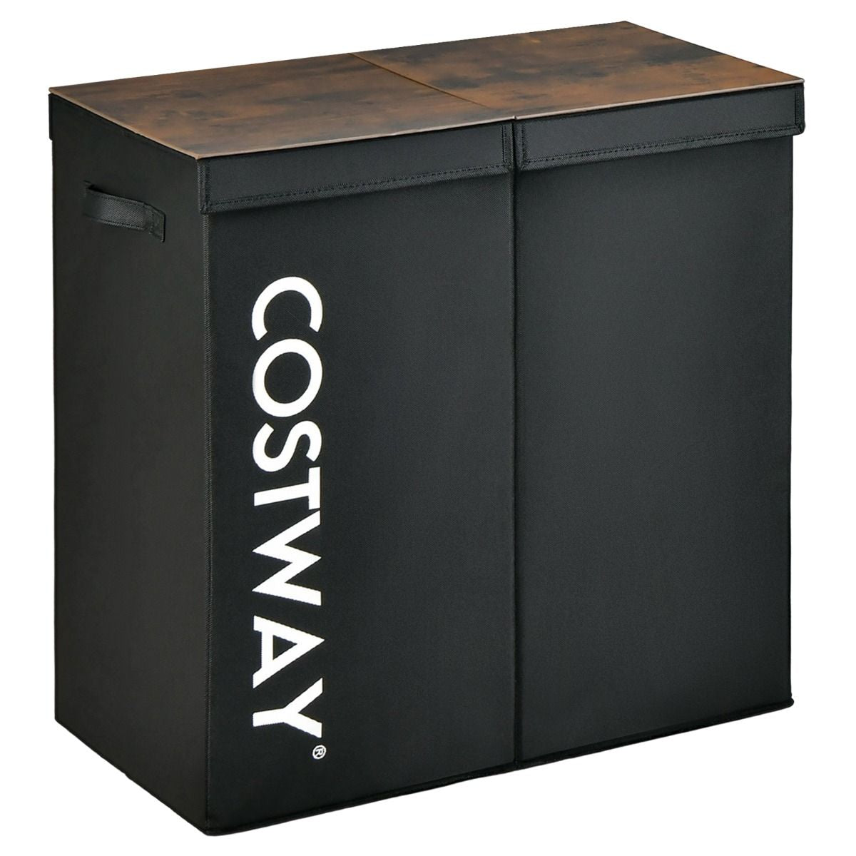 Cesto Portabiancheria Da 115L Con Coperchio 2 Scomparti, Portabiancheria Sporca in Tessuto per Lavanderia