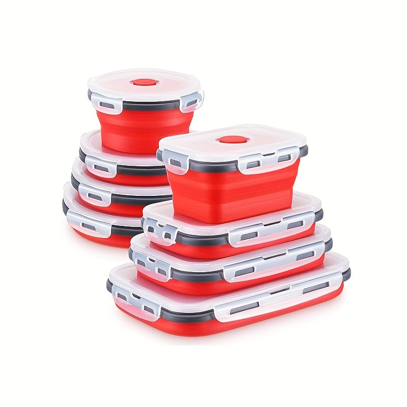 8pcs Set Foldable Food Storage Containers, Lunch Box with Cover, Microwavable And Dishwasher, for Back to School, Class, College, School Supplies, Kitchen Organizers And Storage, Kitchen Accessories