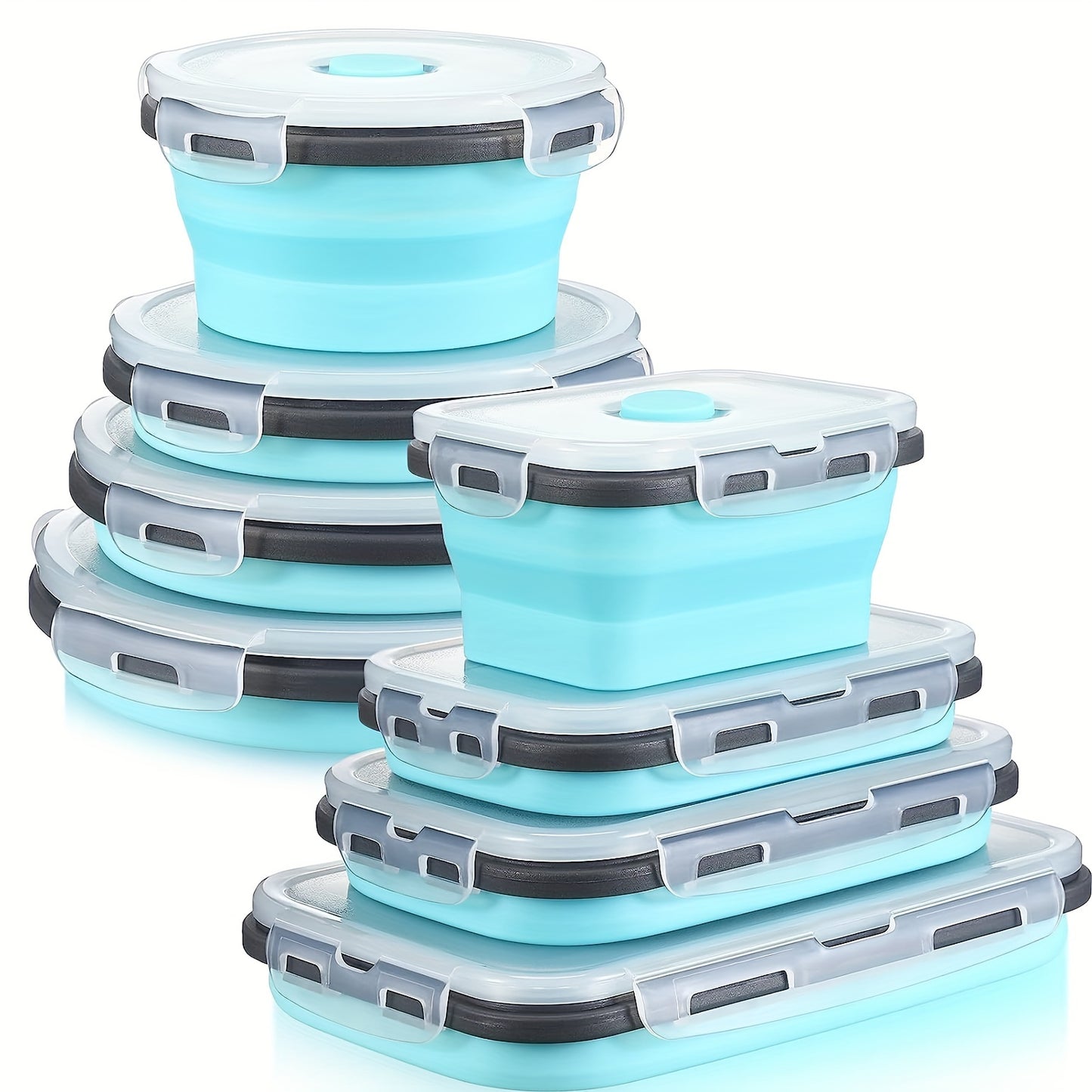 8pcs Set Foldable Food Storage Containers, Lunch Box with Cover, Microwavable And Dishwasher, for Back to School, Class, College, School Supplies, Kitchen Organizers And Storage, Kitchen Accessories