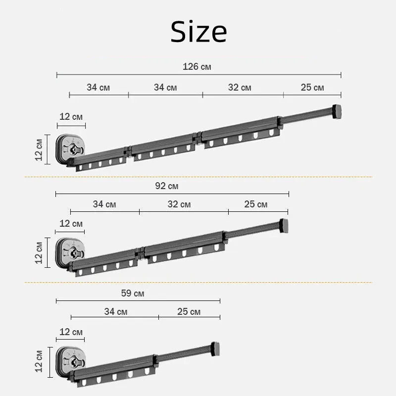 Retractable Drying Rack Suction Cup No Punching Aluminum Alloy Wall Mounted Portable Folding Laundry Hangers for Travel Home