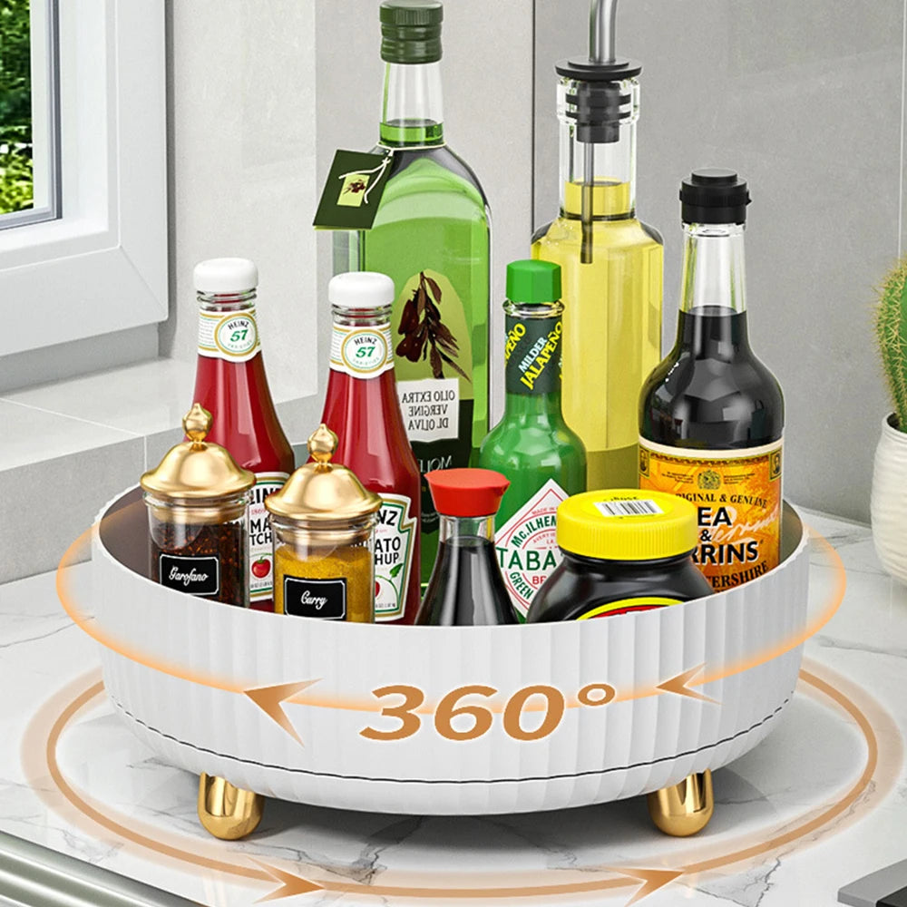 Kitchen 360°Rotating Spice Holder Desktop Storage Box for Perfume Cosmetic Box Bathroom Home Office Organizer Seasoning Holder