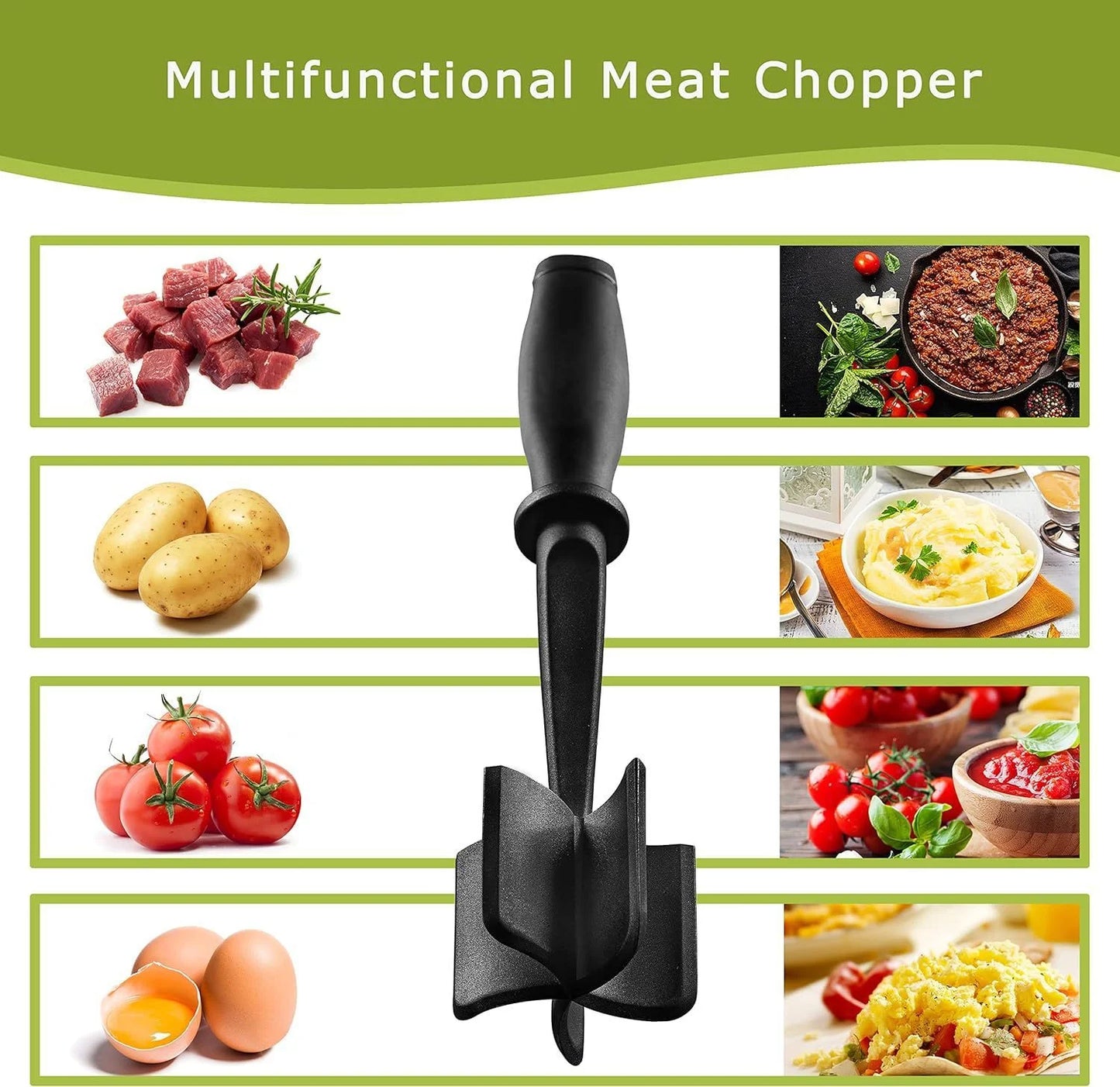 Plastic Meatchopper Handheld Meat Chopper Cooking Scraper Minced Meat Chopper Mixing Shovel