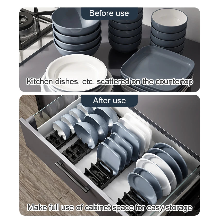 Under Cabinet Drawer Bowls Plate Storage Holder Retractable Countertop Sink Supplies Shelf  Kitchen Adjustable Dish Rack Shelves