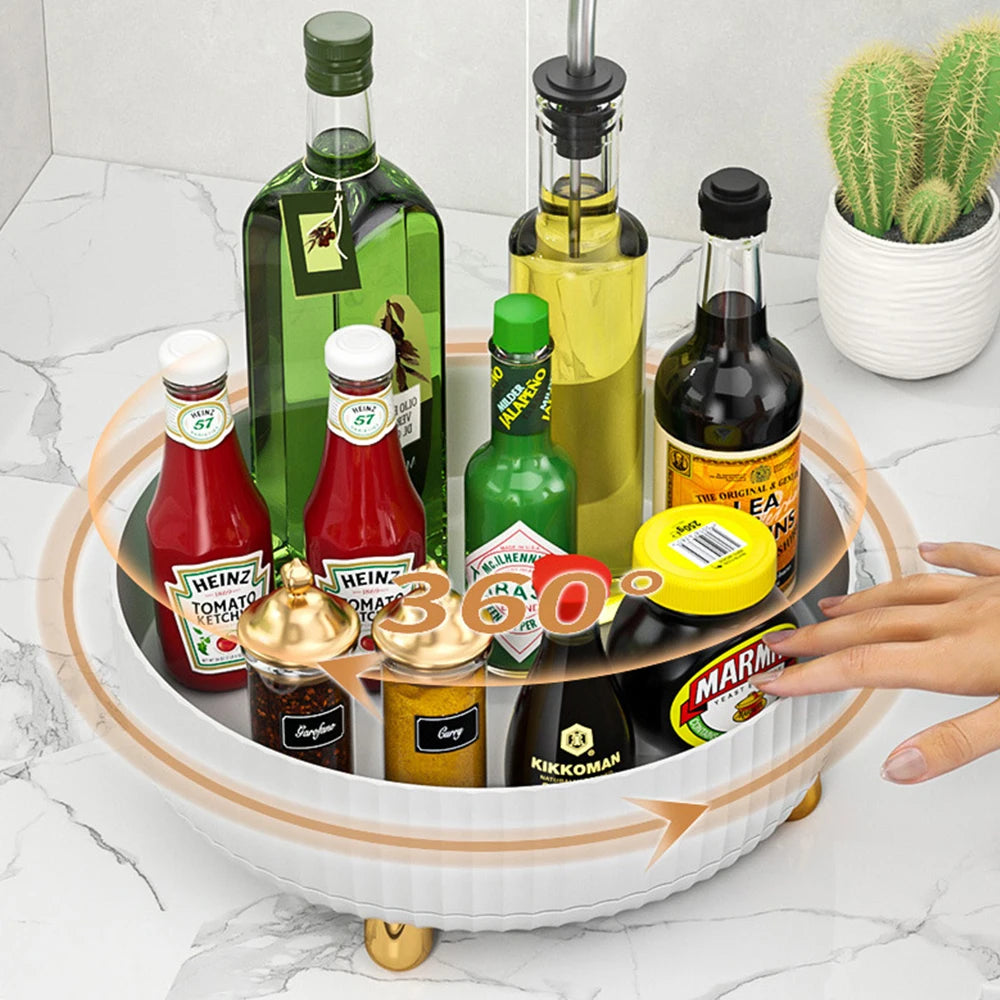 Kitchen 360°Rotating Spice Holder Desktop Storage Box for Perfume Cosmetic Box Bathroom Home Office Organizer Seasoning Holder