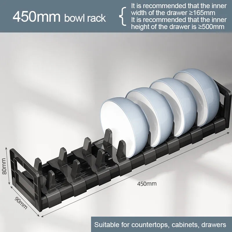 Under Cabinet Drawer Bowls Plate Storage Holder Retractable Countertop Sink Supplies Shelf  Kitchen Adjustable Dish Rack Shelves