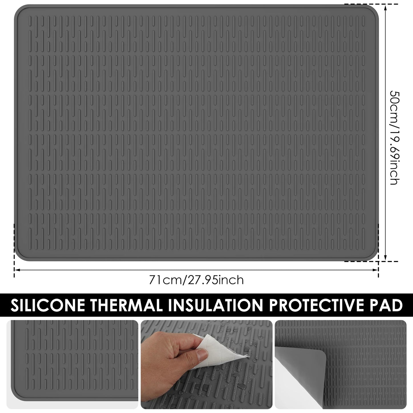 Dish Drying Mat Ultra Absorbent Silicone Dish Drying Mats Non-Slip Fast Drying Draining Mat Heat Resistant Folding Dish Pad