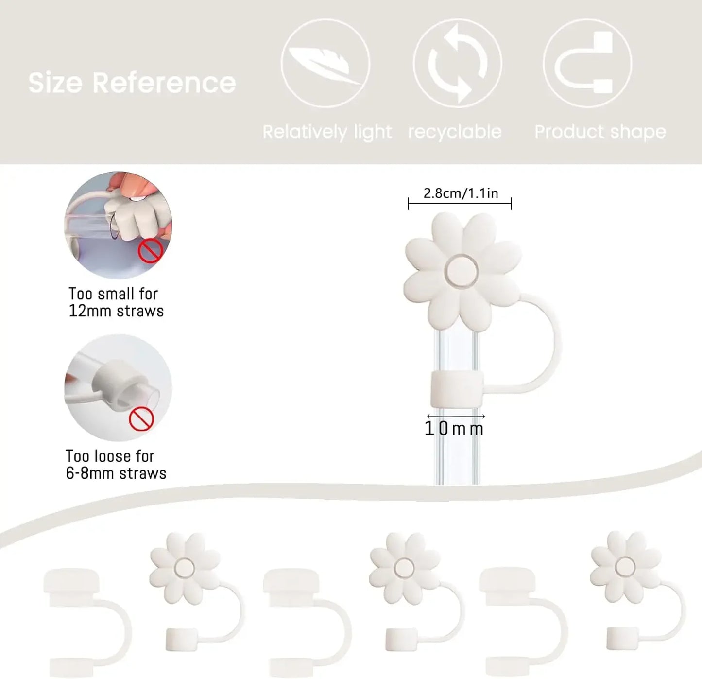 Cup Accessories for Stanley Cup Set of 9 Straw and Brush and 1 Flower Charm Chain 3 Spill Proof Stopper Flowers Straw Cover Boot