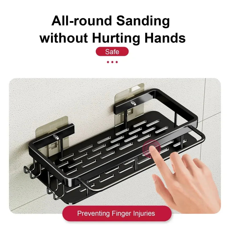 Bathroom storage rack, Diamond free wall mounted shampoo bottle, Shower corner rack, Aluminum bathroom kitchen accessories