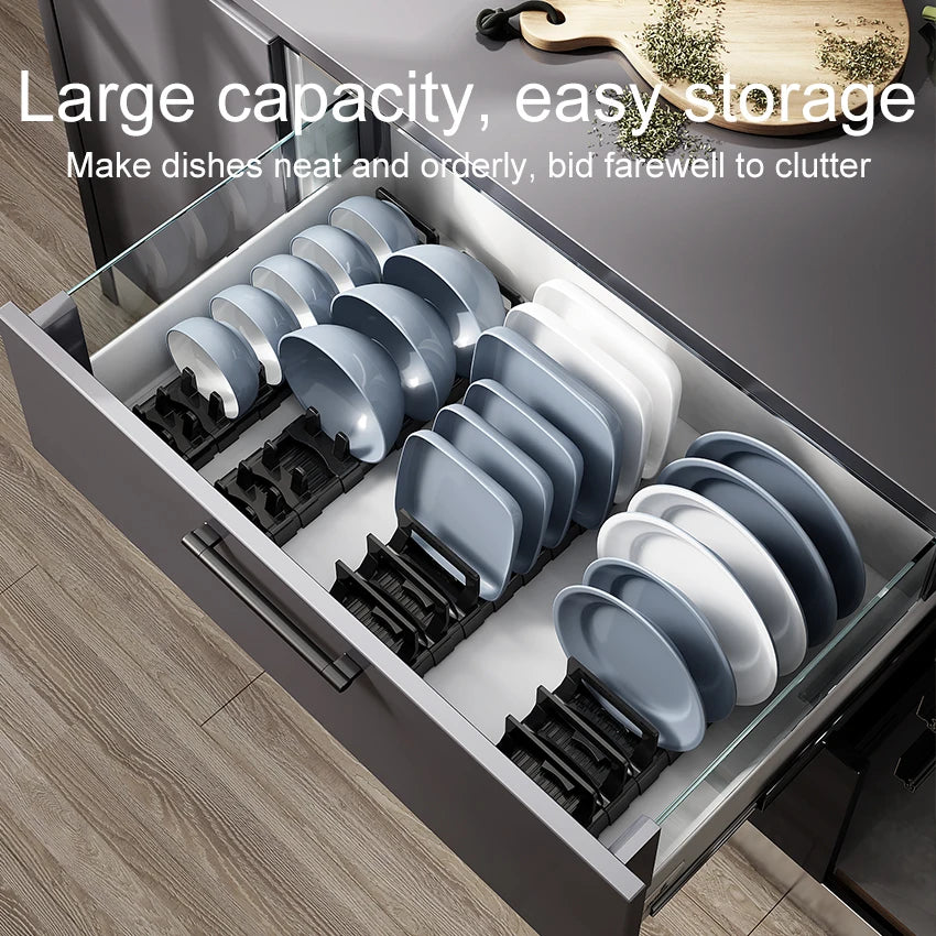 Under Cabinet Drawer Bowls Plate Storage Holder Retractable Countertop Sink Supplies Shelf  Kitchen Adjustable Dish Rack Shelves