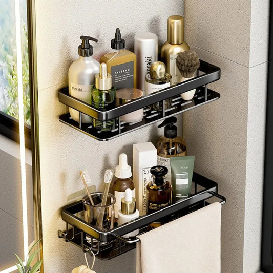 Bathroom storage rack, Diamond free wall mounted shampoo bottle, Shower corner rack, Aluminum bathroom kitchen accessories
