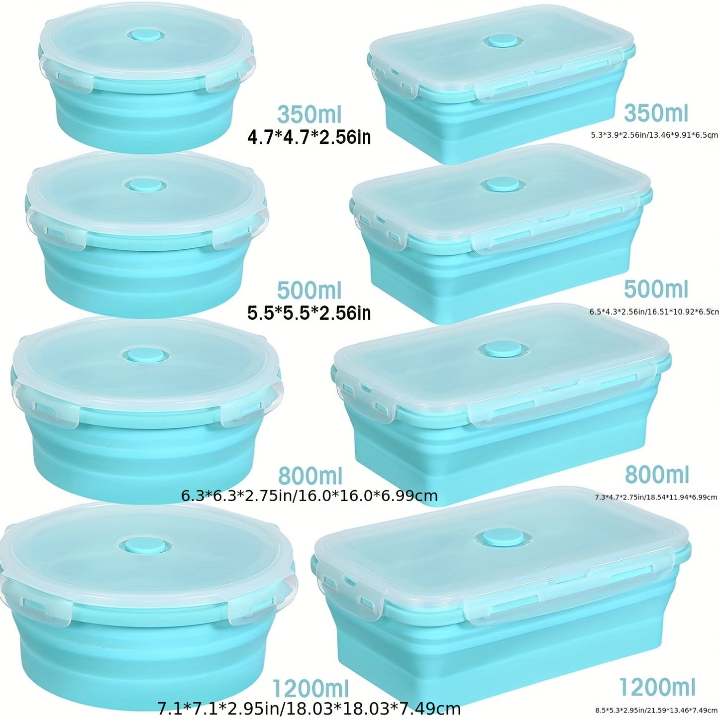 8pcs Set Foldable Food Storage Containers, Lunch Box with Cover, Microwavable And Dishwasher, for Back to School, Class, College, School Supplies, Kitchen Organizers And Storage, Kitchen Accessories