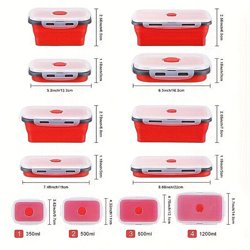 8pcs Set Foldable Food Storage Containers, Lunch Box with Cover, Microwavable And Dishwasher, for Back to School, Class, College, School Supplies, Kitchen Organizers And Storage, Kitchen Accessories